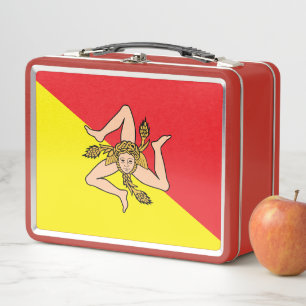 Metal Stainless Lunchbox mit der Flagge Siziliens