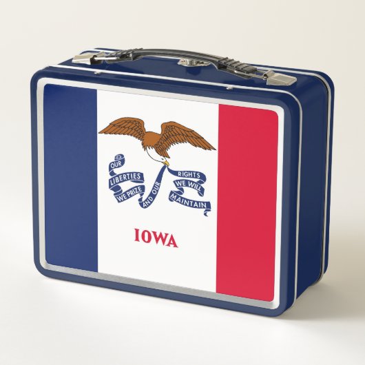 Metal Stainless Lunchbox mit der Flagge von Iowa (Rückseite)