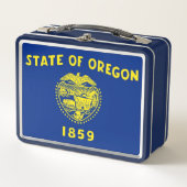 Metal Stainless Lunchbox mit der Flagge von Oregon (Vorderseite)