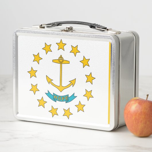 Metal Stainless Lunchbox mit der Flagge von Rhode (Beispiel)