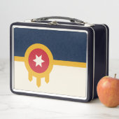 Metal Stainless Lunchbox mit der Flagge von Tulsa (Beispiel)