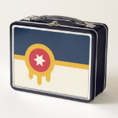 Metal Stainless Lunchbox mit der Flagge von Tulsa (Vorderseite)