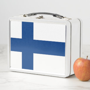 Metal Stainless Lunchbox mit finnischer Flagge