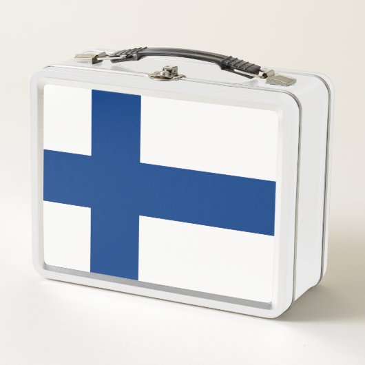 Metal Stainless Lunchbox mit finnischer Flagge (Vorderseite)
