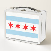 Metal Stainless Lunchbox mit Flagge von Chicago (Vorderseite)
