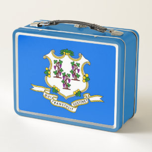 Metal Stainless Lunchbox mit Flagge von Connecticu
