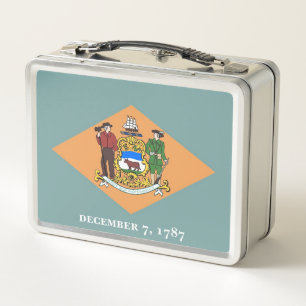 Metal Stainless Lunchbox mit Flagge von Delaware