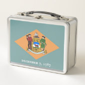 Metal Stainless Lunchbox mit Flagge von Delaware (Vorderseite)