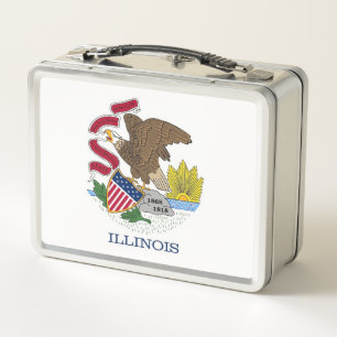 Metal Stainless Lunchbox mit Flagge von Illinois
