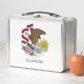 Metal Stainless Lunchbox mit Flagge von Illinois (Beispiel)