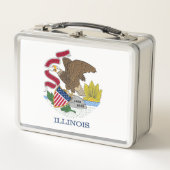 Metal Stainless Lunchbox mit Flagge von Illinois (Vorderseite)