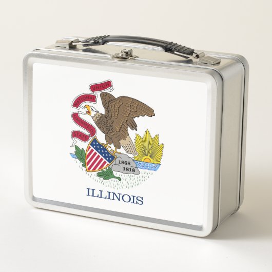 Metal Stainless Lunchbox mit Flagge von Illinois (Vorderseite)