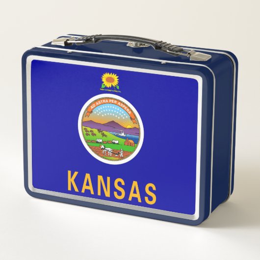 Metal Stainless Lunchbox mit Flagge von Kansas (Rückseite)