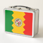 Metal Stainless Lunchbox mit Flagge von Los Angele (Vorderseite)