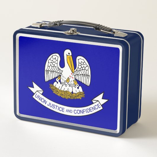 Metal Stainless Lunchbox mit Flagge von Louisiana (Vorderseite)