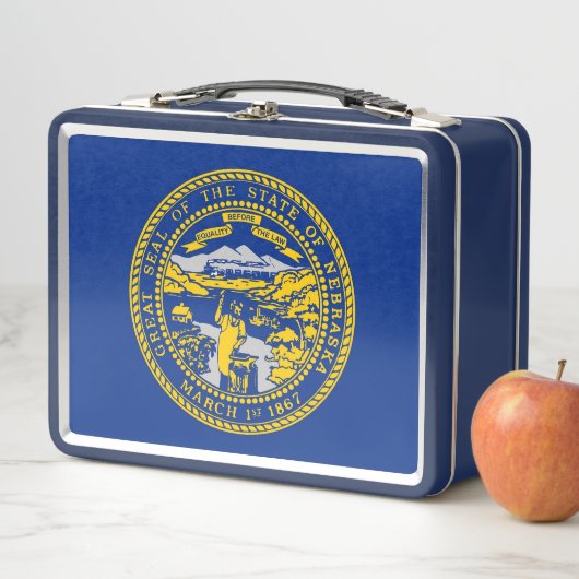 Metal Stainless Lunchbox mit Flagge von Nebraska (Beispiel)