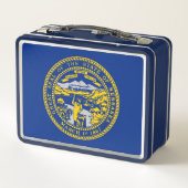 Metal Stainless Lunchbox mit Flagge von Nebraska (Rückseite)