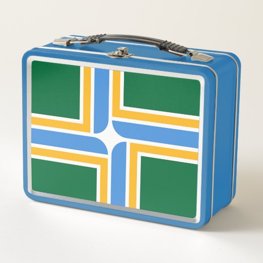Metal Stainless Lunchbox mit Flagge von Portland (Vorderseite)
