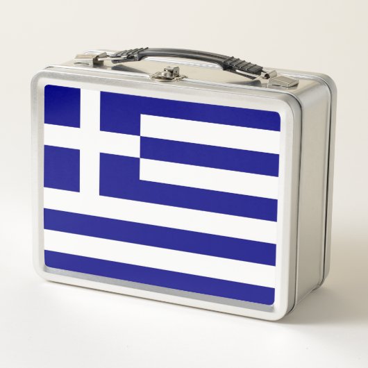 Metal Stainless Lunchbox mit griechischer Flagge (Vorderseite)
