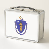 Metal Stainless Lunchbox mit Massachusetts-Flagge (Vorderseite)
