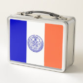 Metal Stainless Lunchbox mit New Yorker Stadtflagg (Vorderseite)