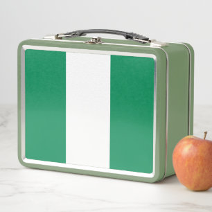 Metal Stainless Lunchbox mit nigerianischer Flagge