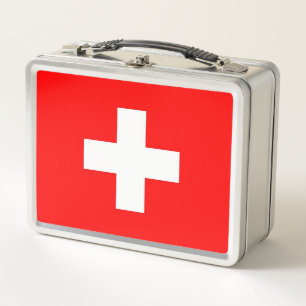 Metal Stainless Lunchbox mit Schweizer Flagge