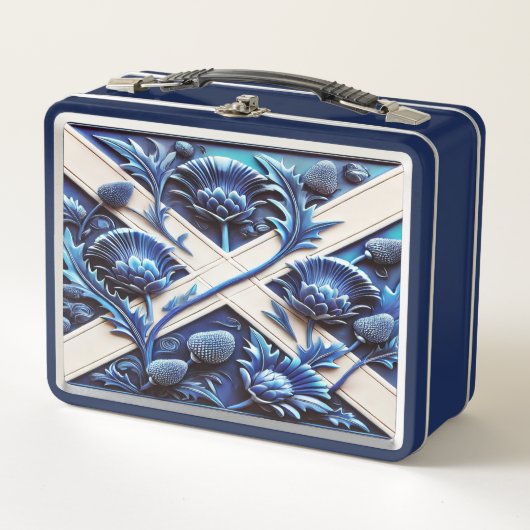 Metal Stainless Lunchbox mit Scottish Thistles (Vorderseite)