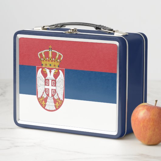 Metal Stainless Lunchbox mit serbischer Flagge (Beispiel)