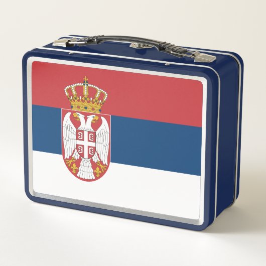 Metal Stainless Lunchbox mit serbischer Flagge (Rückseite)