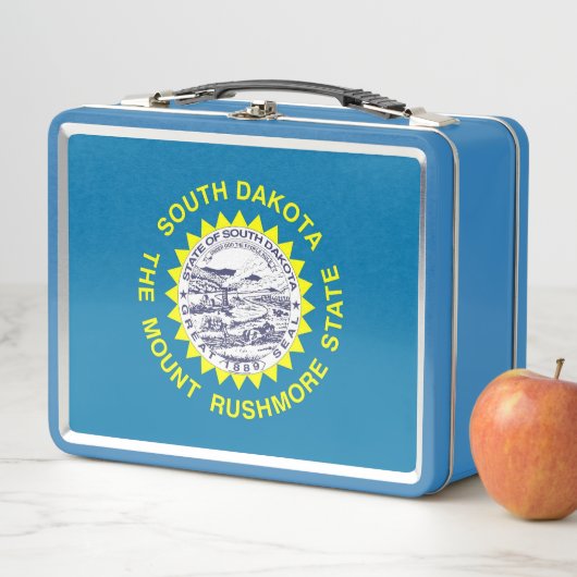 Metal Stainless Lunchbox mit South Dakota-Flagge (Beispiel)