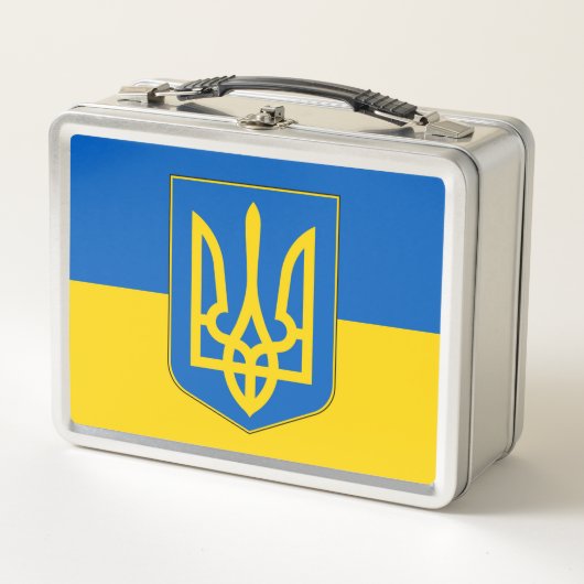 Metal-Stainless-Lunchbox mit ukrainischer Flagge Metall Brotdose (Vorderseite)