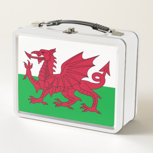 Metal Stainless Lunchbox mit Wales-Flagge (Vorderseite)