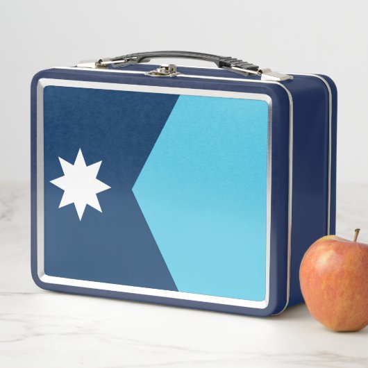 Metal Stainless Lunchbox with flag of Minnesota (Beispiel)