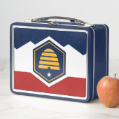Metal Stainless Lunchbox with flag of Utah, USA (Beispiel)