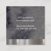Metal Trim Black Marble Variation Quadratische Visitenkarte (Rückseite)