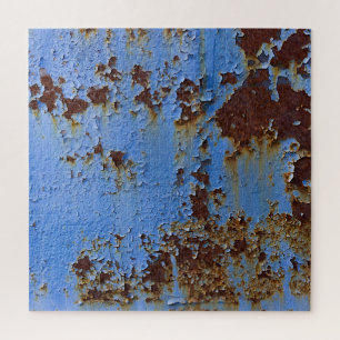 Metal und blau Farbe Textur. Puzzle