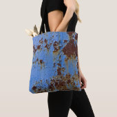 Metal und blau Farbe Textur. Tasche (Von Nahem)