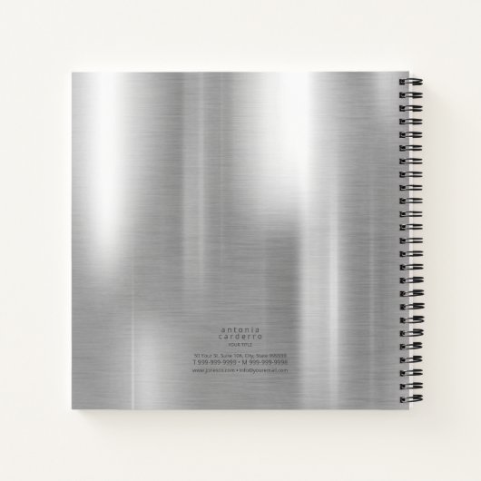 Metal und Glitzer Marmorwelle Blk Silver ID808 Notizblock (Rückseite)