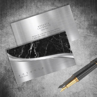 Metal und Glitzer Marmorwelle Blk Silver ID808 Visitenkarte