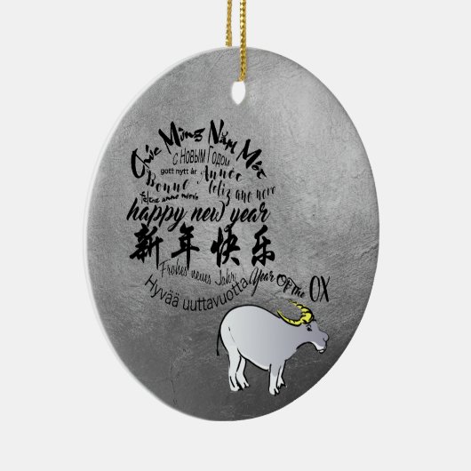 Metal Vietnamesisch Ox Lunar Neujahr 2021 RO Keramik Ornament (Rechts)