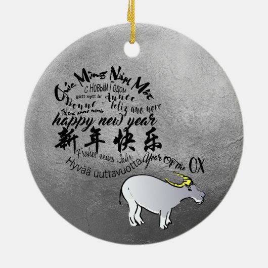 Metal Vietnamesisch Ox Lunar Neujahr 2021 RO Keramik Ornament (Hinten)