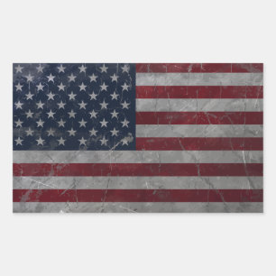 Metal Vintage Grunge Amerikanische Flagge Rechteckiger Aufkleber