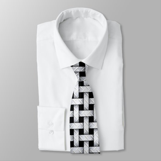 Metal Weave Muster auf Black Neck Tie Krawatte (Gebunden)