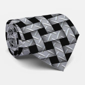 Metal Weave Muster auf Black Neck Tie Krawatte (Gerollt)