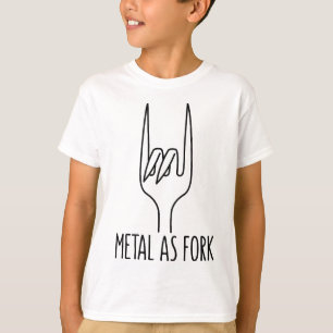 Metal wie Gabel Schwarze Linie Teufel Hörner T-Shirt