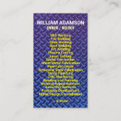 Metal Work Services | Metal Fabrication & Welding Visitenkarte (Rückseite)