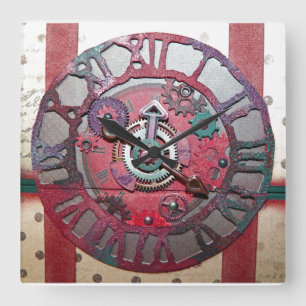 "MetalFACE" Quadratische Wanduhr