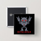 Metalhead - Schwermetall-Roboter-Teufel - mit Text Button (Vorne & Hinten)