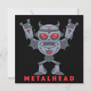 Metalhead - Schwermetall-Roboter-Teufel - mit Text Einladung